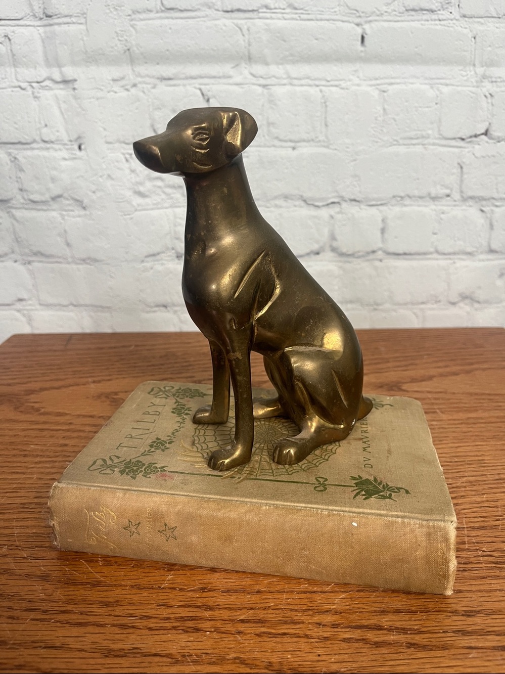 Vintage Brass Seated Dog Metal Sitting Figurine Statue MCM Retro